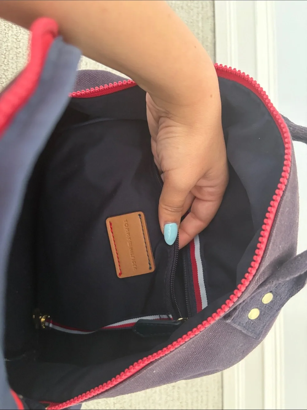 Tommy Hilfiger Navy & Red Canvas Backpack